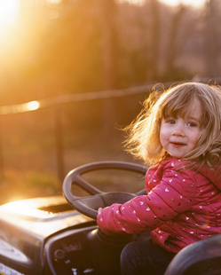 girl baby driving mini car